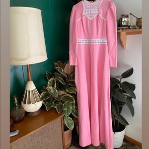 Vintage Home made Lace and Pink Maxi